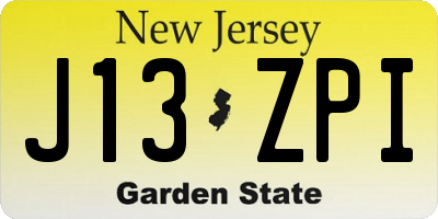 NJ license plate J13ZPI