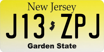 NJ license plate J13ZPJ