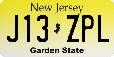 NJ license plate J13ZPL