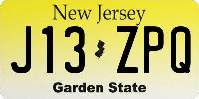 NJ license plate J13ZPQ