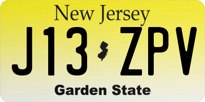 NJ license plate J13ZPV