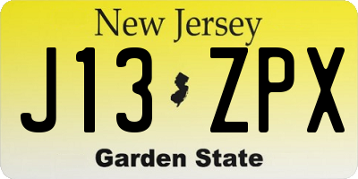 NJ license plate J13ZPX