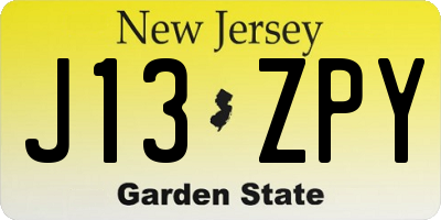 NJ license plate J13ZPY