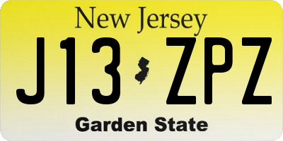 NJ license plate J13ZPZ