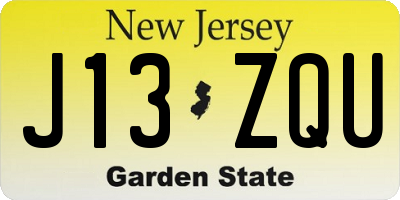 NJ license plate J13ZQU