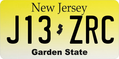 NJ license plate J13ZRC