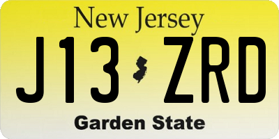 NJ license plate J13ZRD