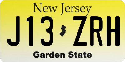 NJ license plate J13ZRH