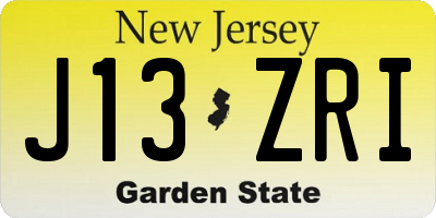 NJ license plate J13ZRI