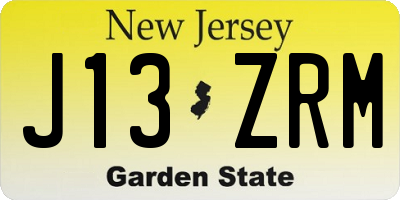 NJ license plate J13ZRM