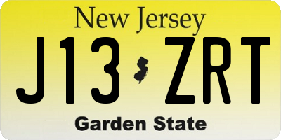 NJ license plate J13ZRT