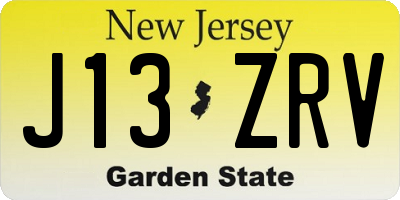 NJ license plate J13ZRV