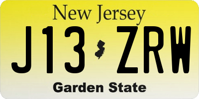 NJ license plate J13ZRW