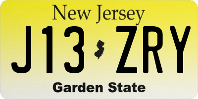 NJ license plate J13ZRY