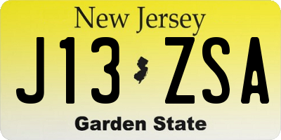 NJ license plate J13ZSA