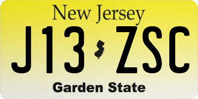 NJ license plate J13ZSC