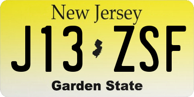 NJ license plate J13ZSF