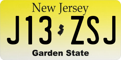 NJ license plate J13ZSJ