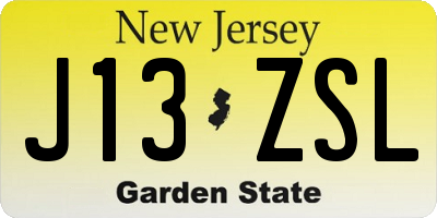 NJ license plate J13ZSL