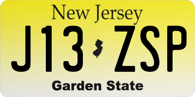 NJ license plate J13ZSP
