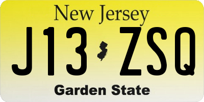 NJ license plate J13ZSQ