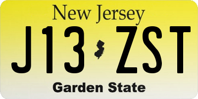 NJ license plate J13ZST