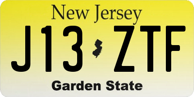 NJ license plate J13ZTF