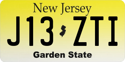 NJ license plate J13ZTI