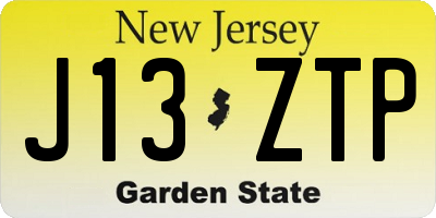 NJ license plate J13ZTP