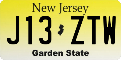 NJ license plate J13ZTW