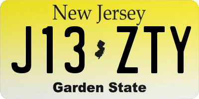 NJ license plate J13ZTY