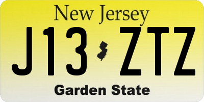 NJ license plate J13ZTZ