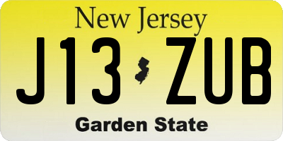 NJ license plate J13ZUB
