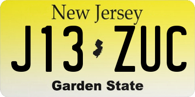 NJ license plate J13ZUC