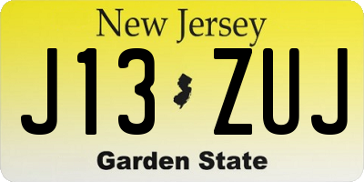 NJ license plate J13ZUJ