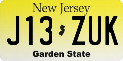 NJ license plate J13ZUK
