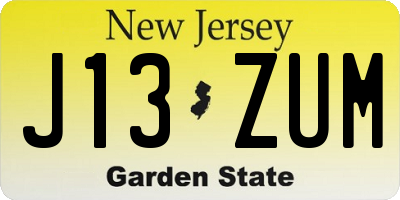 NJ license plate J13ZUM