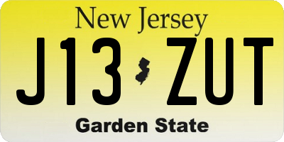 NJ license plate J13ZUT