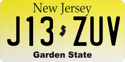NJ license plate J13ZUV