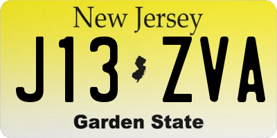 NJ license plate J13ZVA