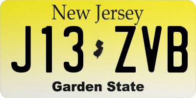 NJ license plate J13ZVB