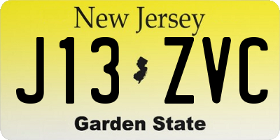 NJ license plate J13ZVC