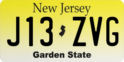NJ license plate J13ZVG