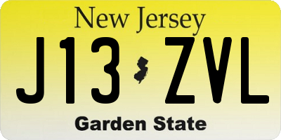 NJ license plate J13ZVL