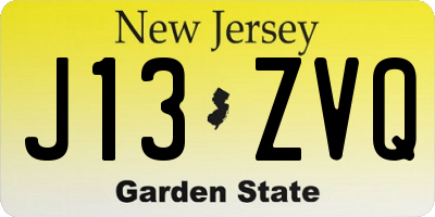 NJ license plate J13ZVQ