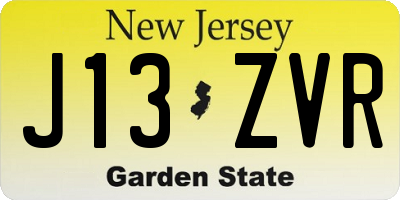 NJ license plate J13ZVR