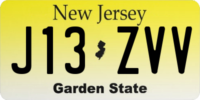 NJ license plate J13ZVV