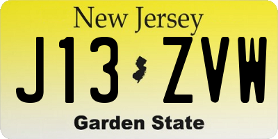 NJ license plate J13ZVW