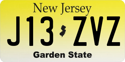 NJ license plate J13ZVZ