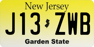 NJ license plate J13ZWB